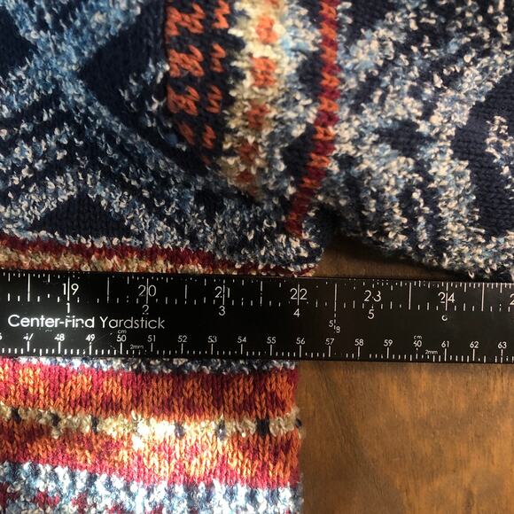Vintage Le Moda Womens Sweater Multi Aztec Crew Neck Wool Blend Knit Stretch M - Picture 6 of 12
